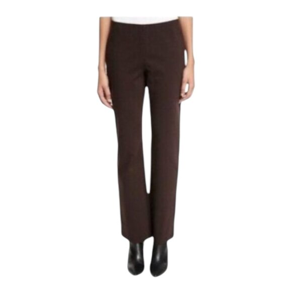 Eileen Fisher Womens Brown Straight-Leg Pants S Mid-Rise Stretch Trousers Workwe - Picture 1 of 7